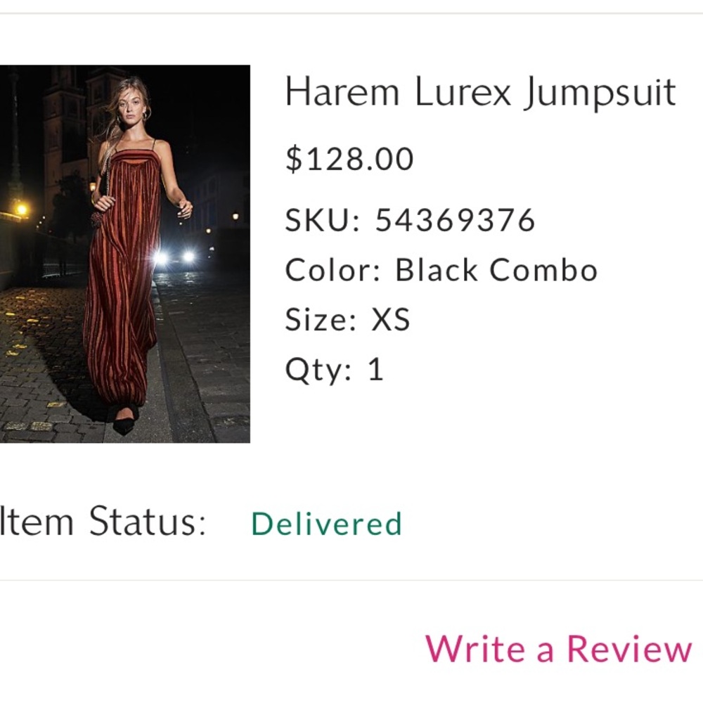 Free people harem lurex jumpsuit, xs